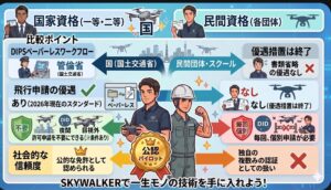 ドローン申請民間資格とと国家資格の違い