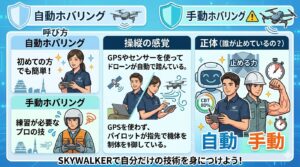 ホバリングの自動と手動の違い