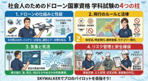 ドローン国家資格　学科試験の4つの柱