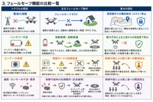 フェールセーフ機能の比較一覧表