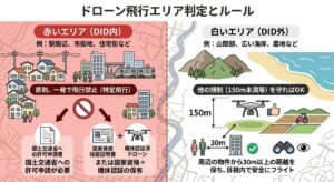 ドローン飛行エリア判定とルール