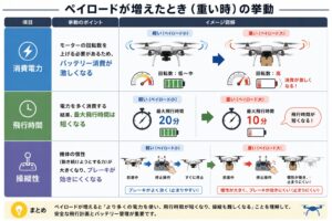 ペイロード増加時のドローン挙動比較