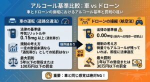 車とドローンの「アルコール基準」比較図解